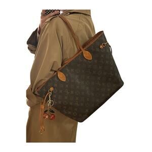AUTH Louis Vuitton Neverfull MM Canvas Monogram Brown Shoulder Tote Bag M40156